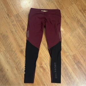 Virus Athletic Leggings Sz S Burgundy & Black